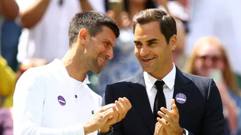 Roger Federer y Novak Djokovic en Wimbledon
