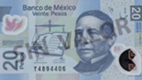 Billete de 20 pesos de Benito Ju&aacute;rez