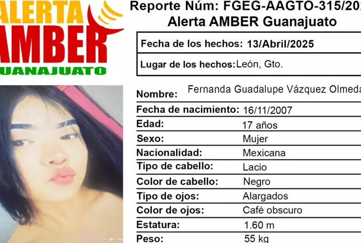 Desaparecidos Guanajuato ¿Quién es Fernanda Guadalupe Vázquez Olmeda y qué sabemos de su desaparición en León.png