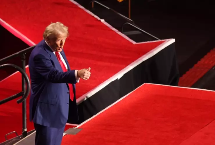 Donald Trump en un mitín político.