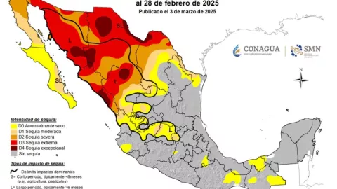 Monitor de Sequía de México, con corte de febrero 2025