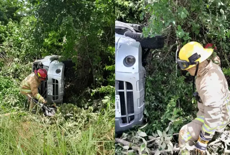 Accidente vehicular en la carretera Kantunilkín-Quintana