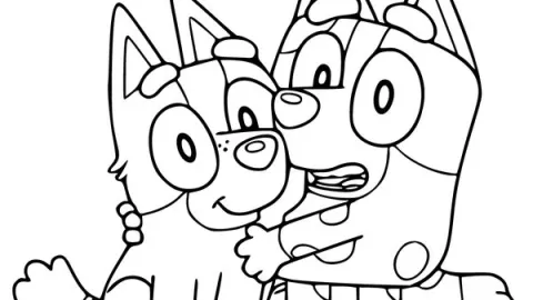 Plantilla para colorear de divertidas aventuras de Muffin y Socks