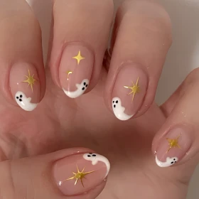 Manicura de Halloween para uñas cortas 4 diseños de uñas almendradas que querrás probar este mes