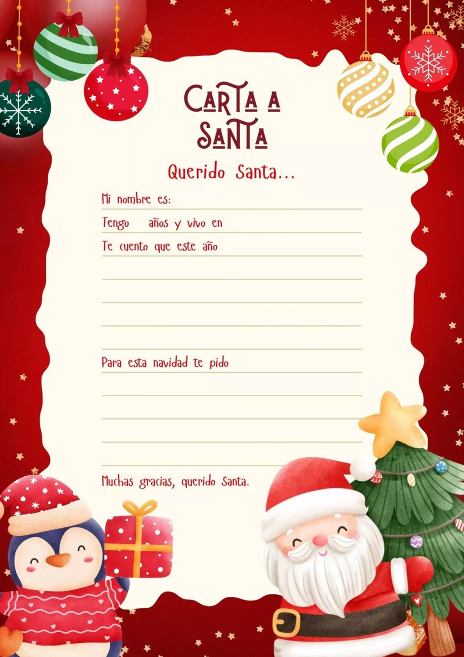 Carta para Santa Claus Navidad