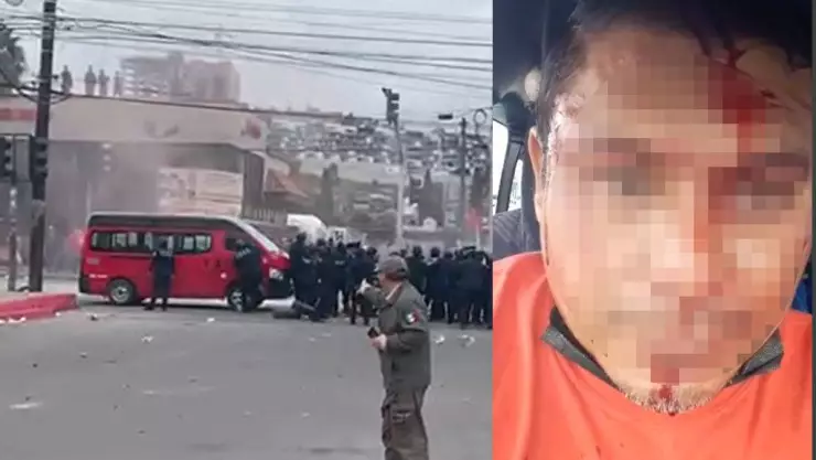 Taxistas rojos se enfrentan con policías