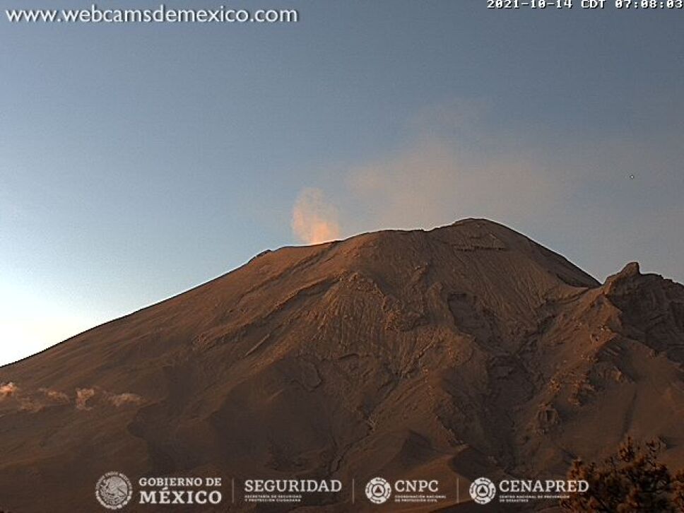 Este viernes 15 de octubre el volcán Popocatépetl