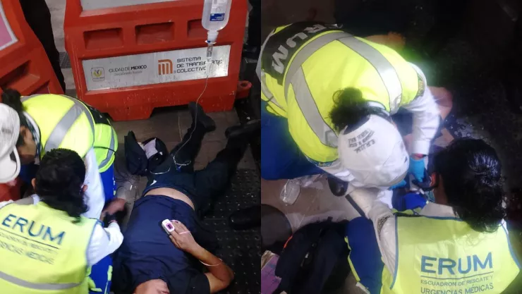 FOTOS: Hombre se descalabra tras caer de las escaleras en Metro Pino Suárez