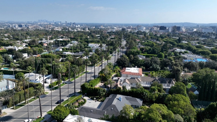 Vista aérea de un barrio de Los Angeles