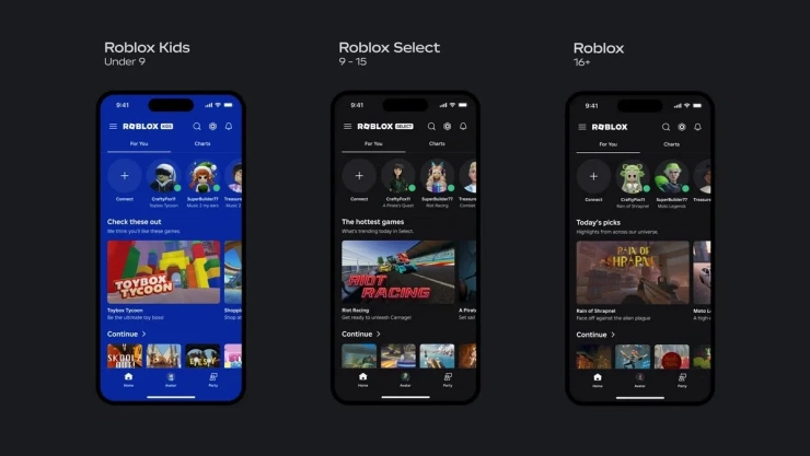 Roblox Kids y Roblox Select