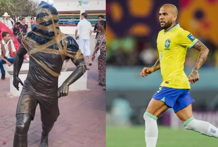 Vandalizan estatua de Dani Alves tras condena por agresión sexual