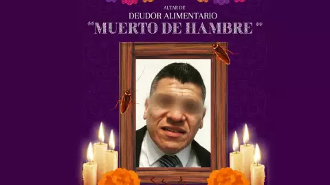 exponnen a deudores alimentarios con altar de muerto de hambre