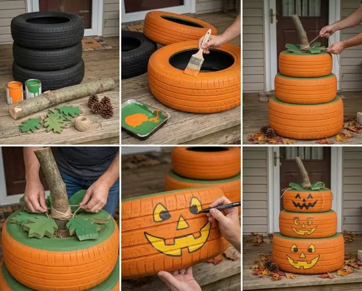 Manualidades con llantas viejas para decorar tu jardín en octubre