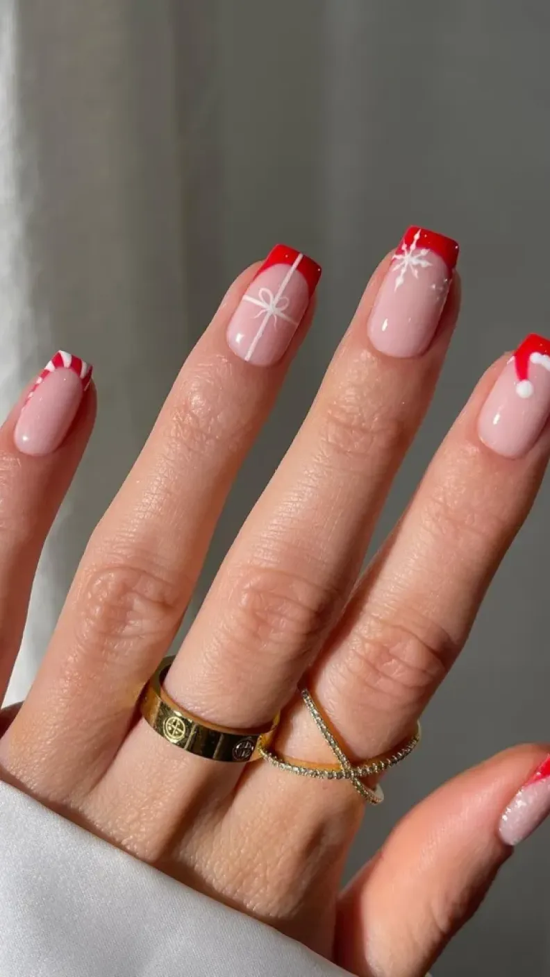 39 ideas de uñas rojas para Navidad