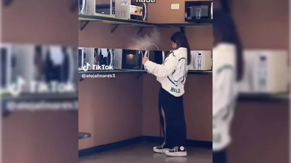 VIDEO_ Joven quema el microondas de su trabajo y huye