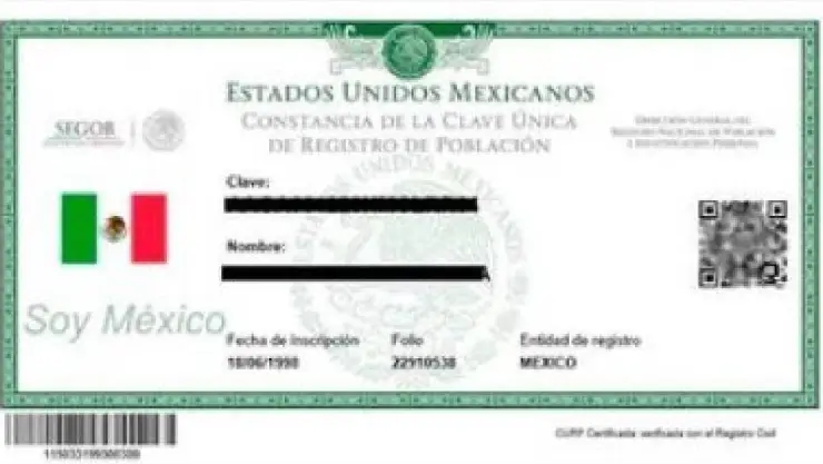 CURP certificada