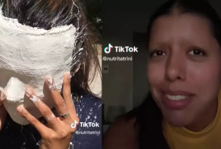 VIDEO Joven se pone máscara de yeso y le arranca la ceja