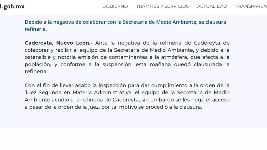 secretaría-de-medio-ambiente-clausura-refinería-de-pemex-en-cadereyta-nuevo-león