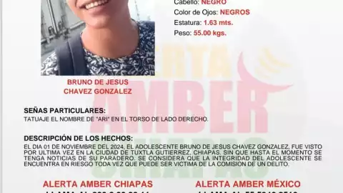 Alerta Amber Chiapas Bruno