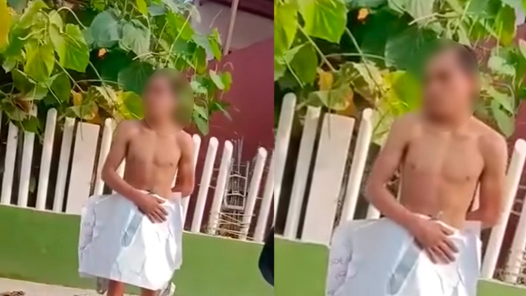 Presunto ladrón es exhibido semidesnudo en Cárdenas, Tabasco