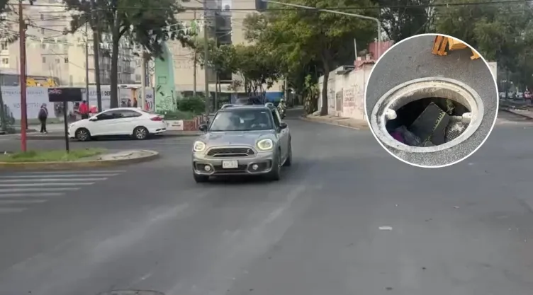 Coladera sin tapa en la GAM daña llantas, rines y suspensión de vehículos; vecinos exigen repararla