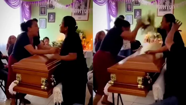 Mujeres se pelean en pleno funeral frente a la caja del muerto en Veracruz (VIDEO)