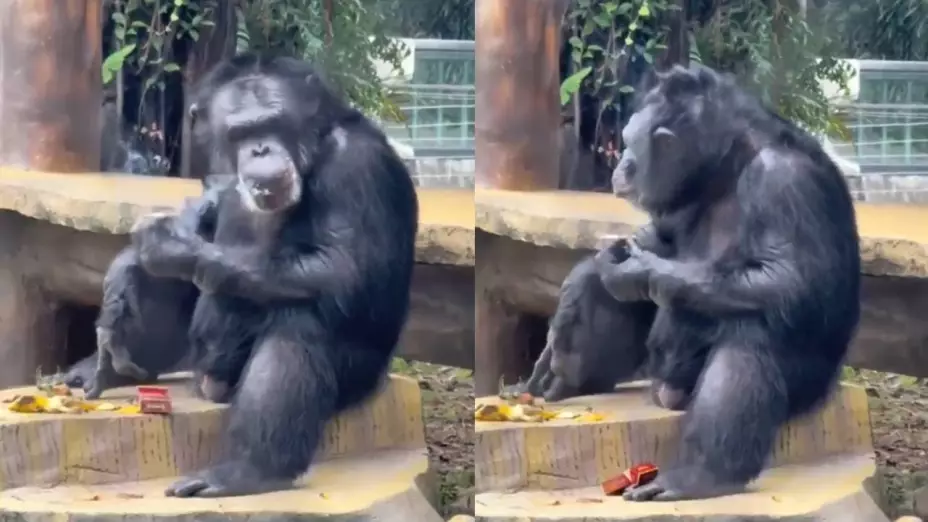 ¡Increíble! Captan a gorila fumando en zoológico ¿Cómo obtuvo el cigarro?