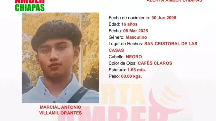 ALERTA AMBER CHIAPAS 2025: Marcial Antonio Villamil desapareció en SCLC