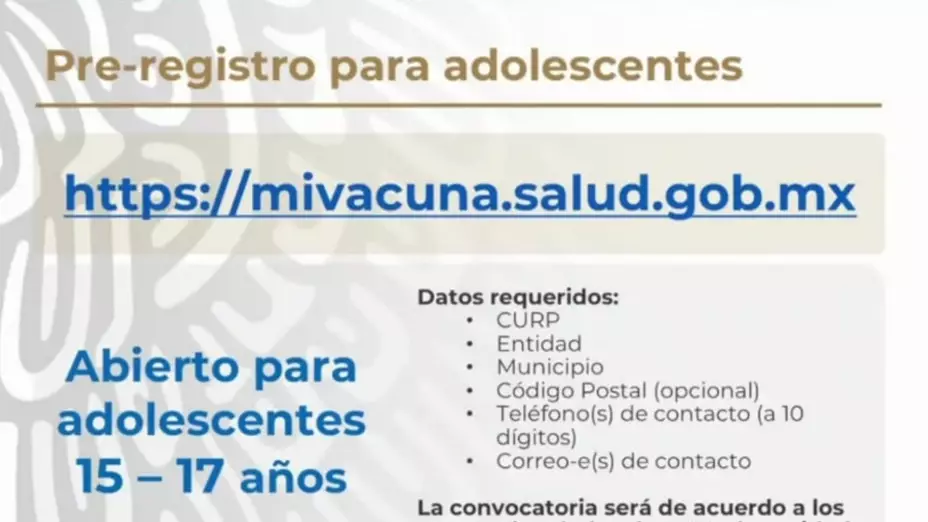 vacunacion menores 15 a 17 años