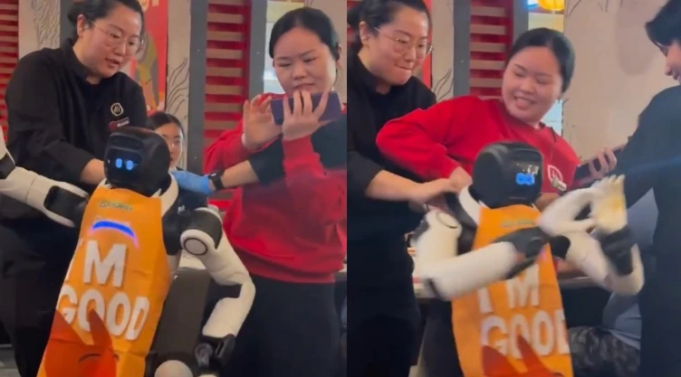 Robot descontrolado tira platos y es sometido en restaurante de California (VIDEO)