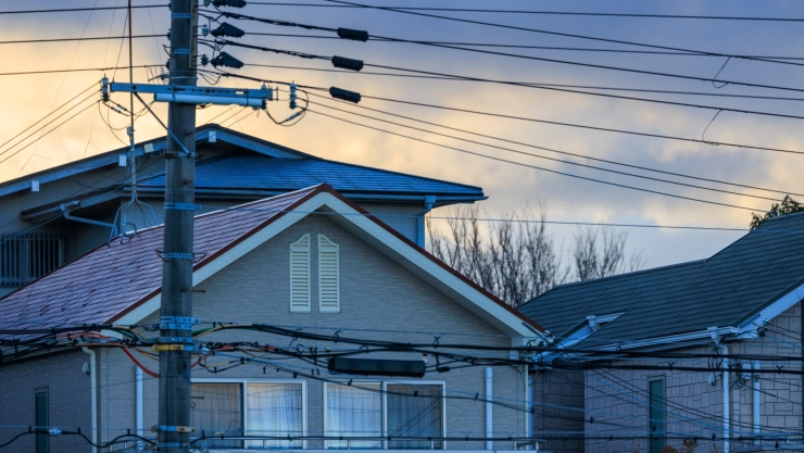 Una casa en Texas al lado de la red eléctrica