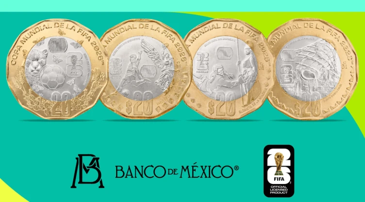 Así son los 4 reversos de las monedas de 20 pesos conmemorativas de Mundial 2026; ¿dónde conseguirlas?