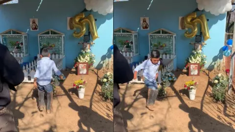 VIDEO: Niño baila frente a la tumba de su padre y se hace viral