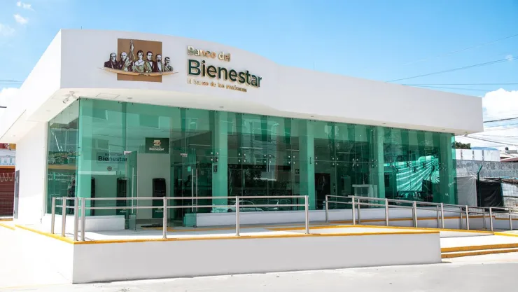 Fachada de una sucursal del Banco del Bienestar en México.