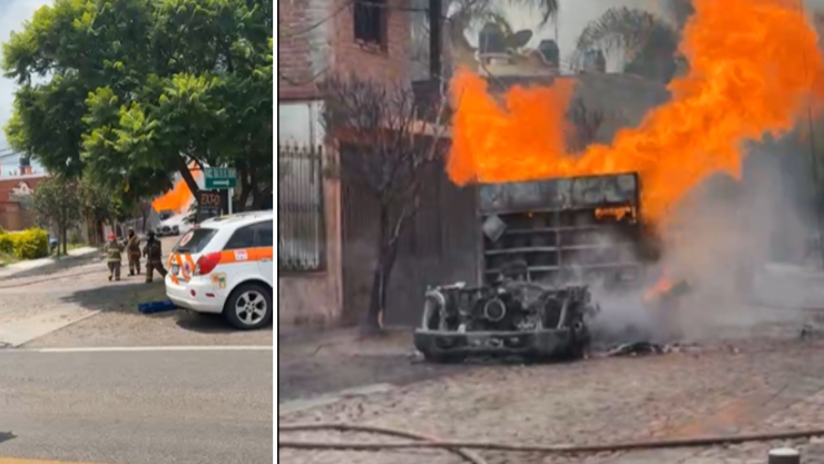 se incendia camioneta con tanques de gas LP en Moroleón