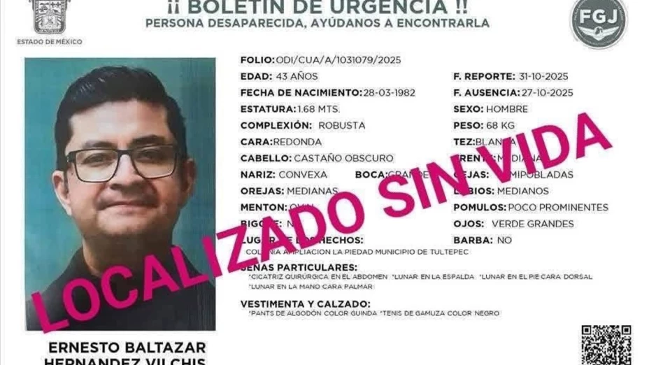 Ficha de búsqueda sacerdote desaparecido Ernesto Baltazar