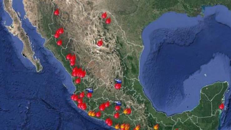 Aumentan incendios forestales activos en México; suman 66 en 13 estados 
