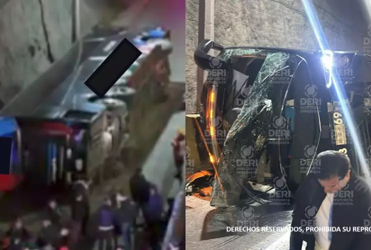 Periférico Ecológico hoy 12 de octubre de 2024_ Volcadura de autobús deja varios heridos