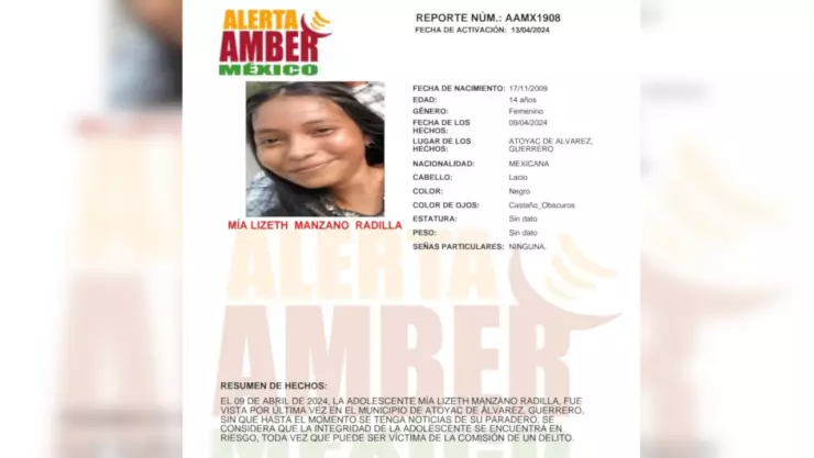 Alerta Amber Mía Lizeth