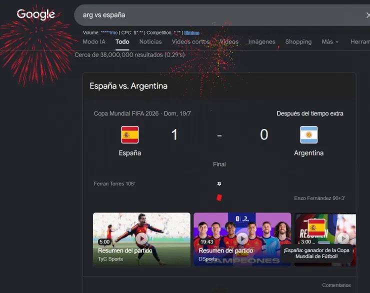 Fuegos artificiales aparecen en Google tras la coronación de España