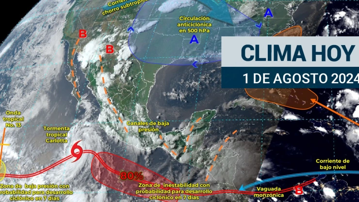 El pronóstico del clima hoy jueves prevé fuertes lluvias en el noroeste de México.