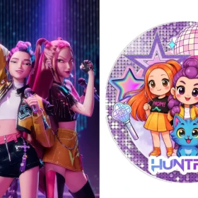 Kpop Demon Hunters para imprimir 4 plantillas de stickers redondos para decorar cualquier superficie