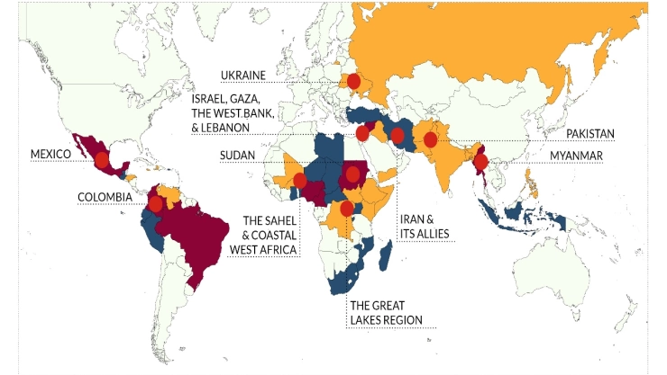Portada del informe de ACLED que ubica a México como el país sin guerra más violento del mundo.