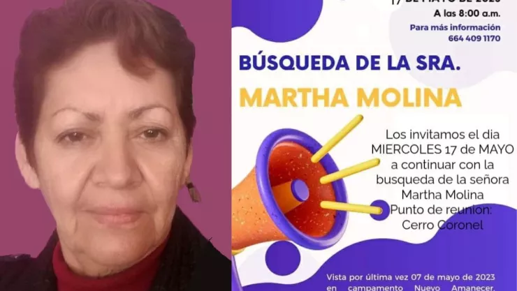 Buscan a Martha Molina desaparecida en Cerro del Coronel
