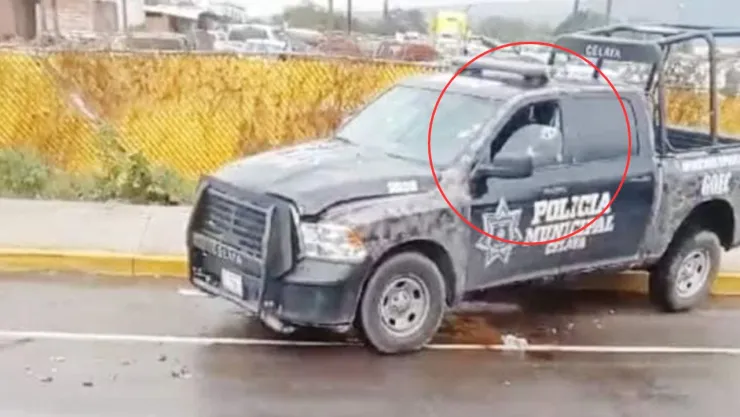 Atacan a balazos a patrulla de la policía municipal de Celaya y dejan un muerto