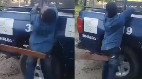 VIDEO Captan a policía tableando a un hombre en Sinaloa