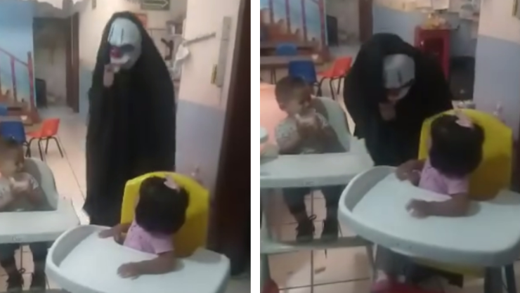 VIDEO_ ¡De terror! Con máscaras asustan a niños en guardería