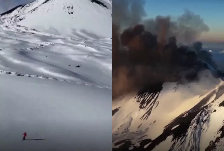 Captan a esquiador durante erupción del Monte Etna.png