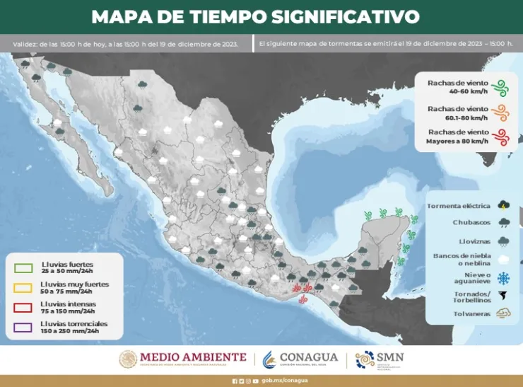 Clima en México hoy 19 de diciembre de 2023