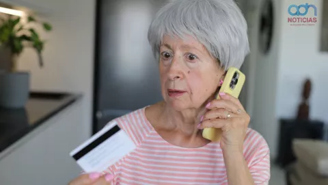 Una mujer atiende una llamada y queda sorprendida con lo que le dicen.